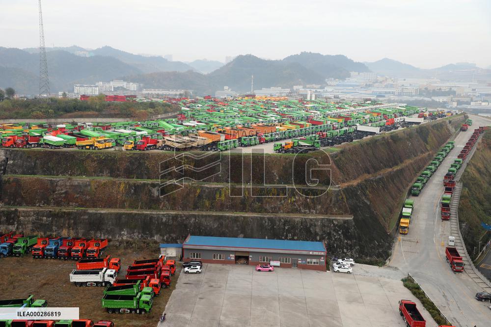 Aerial Dongfeng Commercial Vehicle Parking Lot