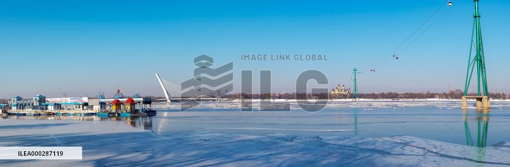 Ice Floes On Songhua River