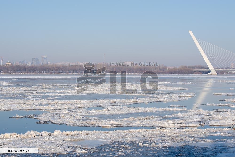 Ice Floes On Songhua River