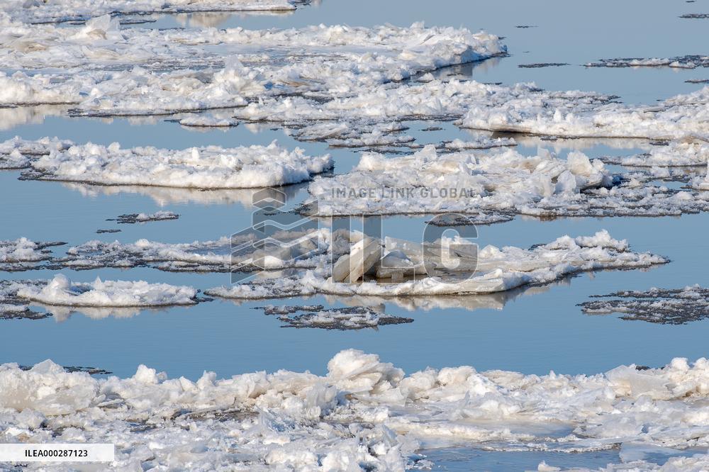 Ice Floes On Songhua River