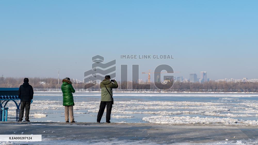 Ice Floes On Songhua River