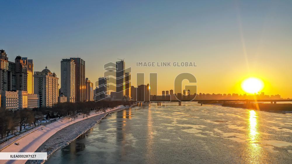 Ice Floes On Songhua River