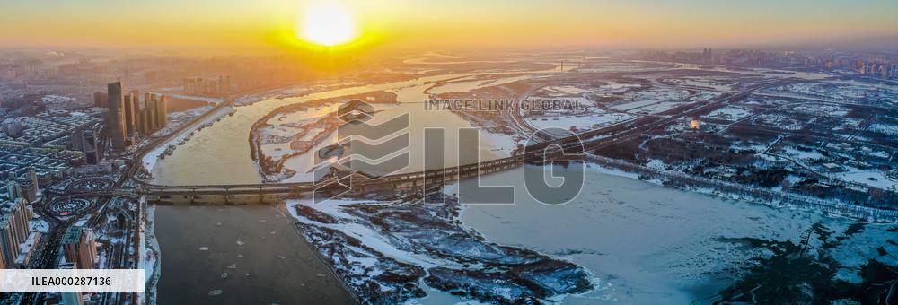 Ice Floes On Songhua River
