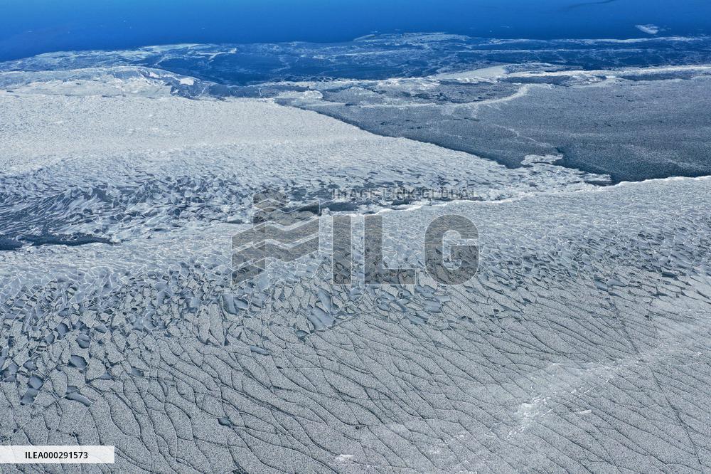 Aerial View The Fozen Selimu Lake