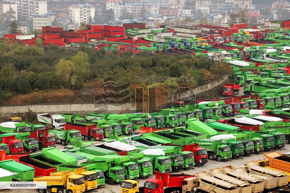 Aerial Dongfeng Commercial Vehicle Parking Lot