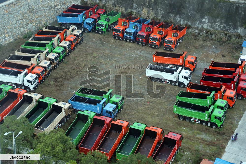 Aerial Dongfeng Commercial Vehicle Parking Lot