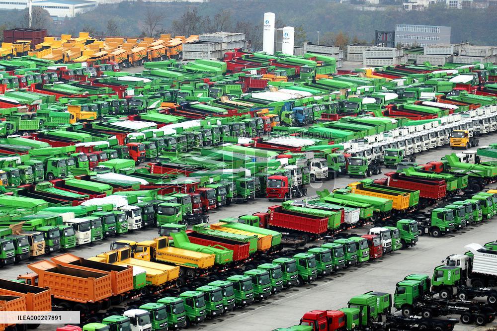 Aerial Dongfeng Commercial Vehicle Parking Lot