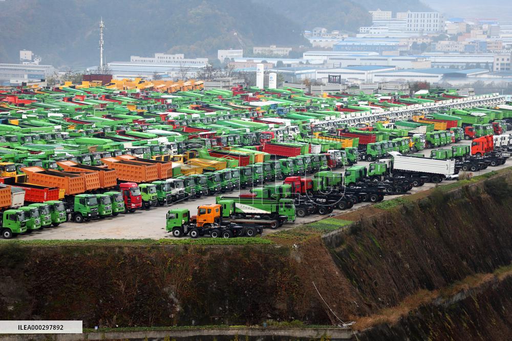 Aerial Dongfeng Commercial Vehicle Parking Lot
