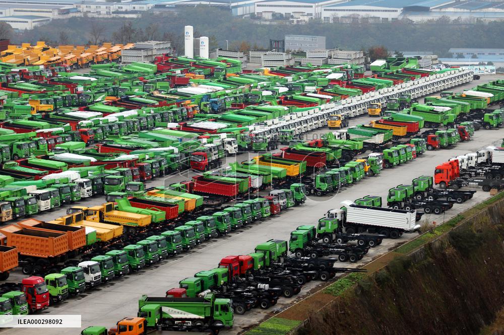 Aerial Dongfeng Commercial Vehicle Parking Lot