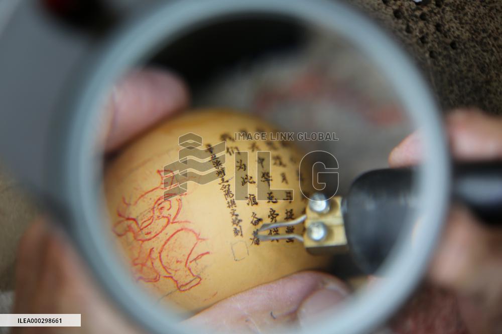 Calabash Pyrographic Works With Theme of OX
