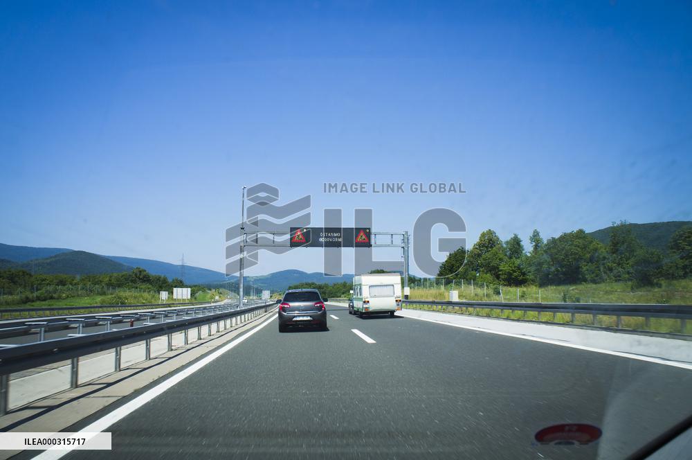 A1 motorway direction from the coastline, highway, low traffic, rideable, almost empty