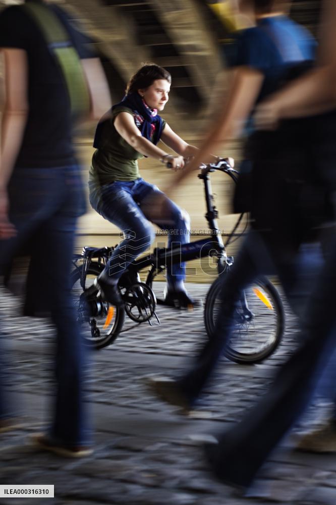 electric bike, electric powered bicycle, e-bike, cyclist, woman