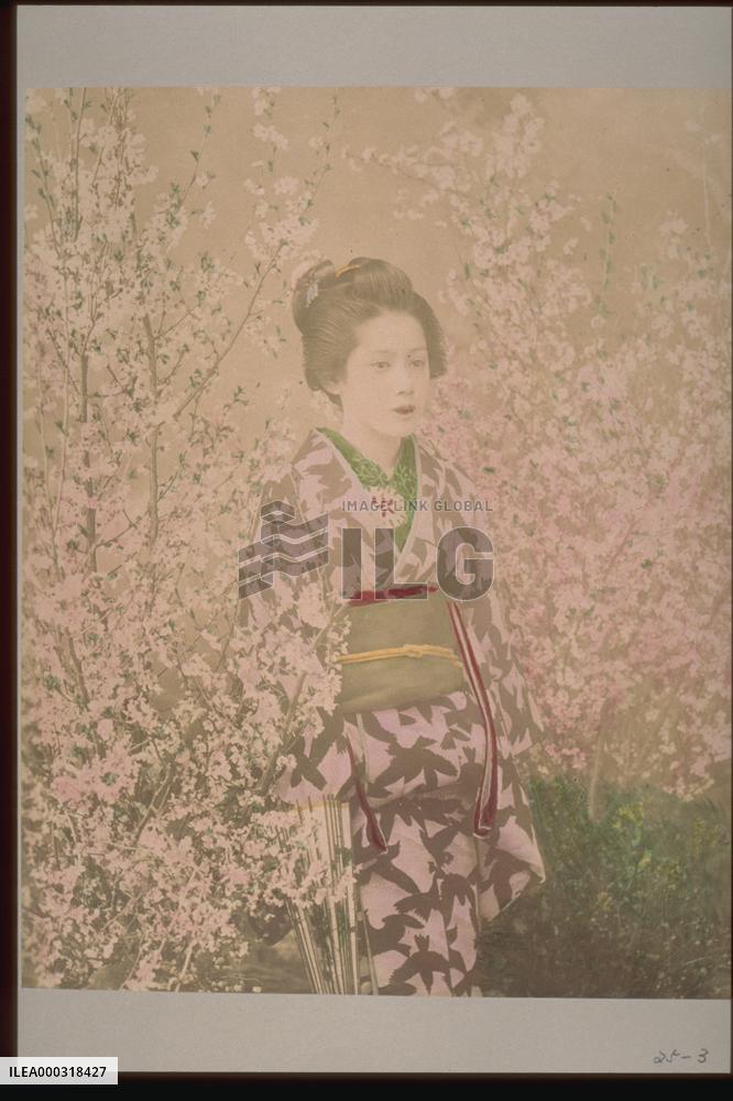 Girl and cherry blossoms