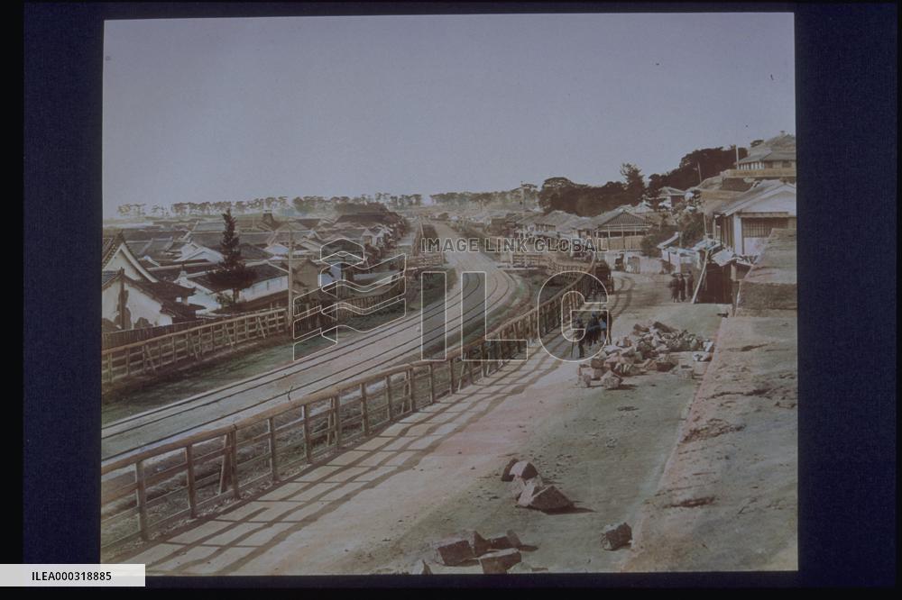 Railroad running through the city of Kobe