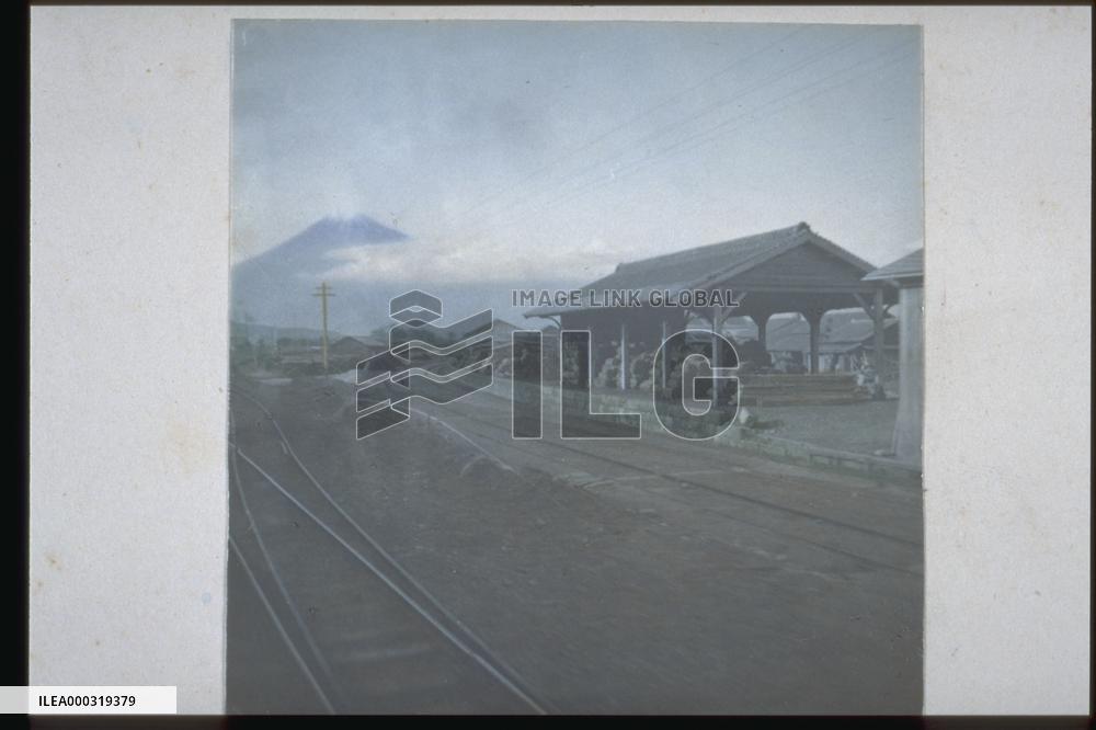 Mt. Fuji from a railroad yard