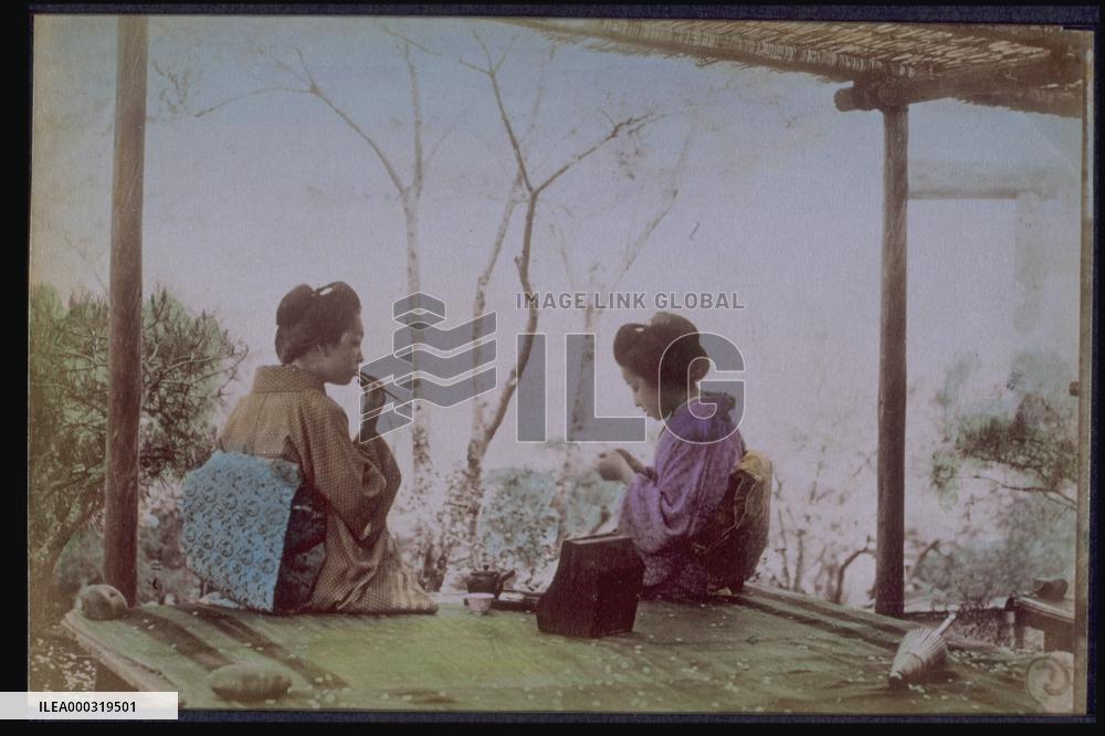 Women smoking at a teahouse