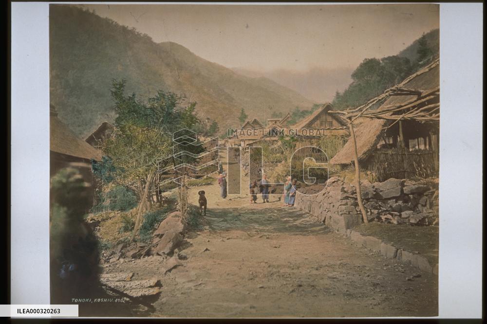A view of a village in the mountains