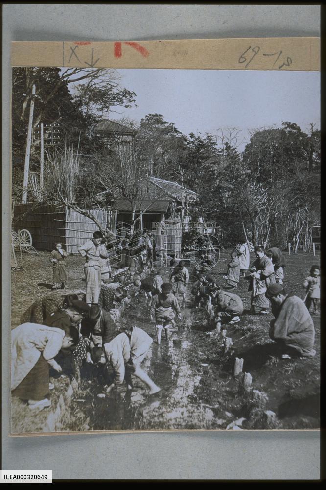 Children playing in a flume