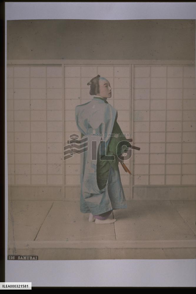 A samurai warrior wearing hakama trousers