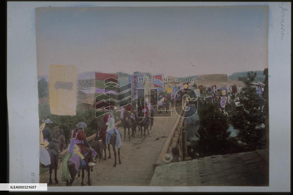 A procession of samurai warriors