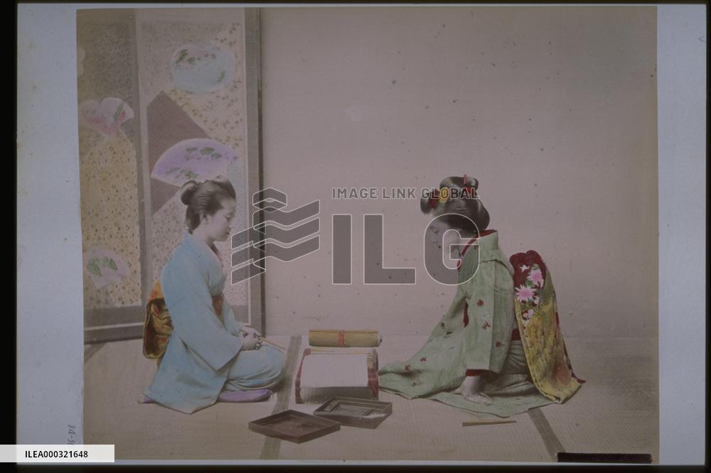 A girl learning calligraphy
