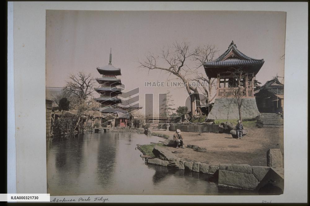 The hour bell and the five-story pagoda,Sensoji Temple