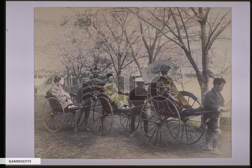 Women on jinrikishas