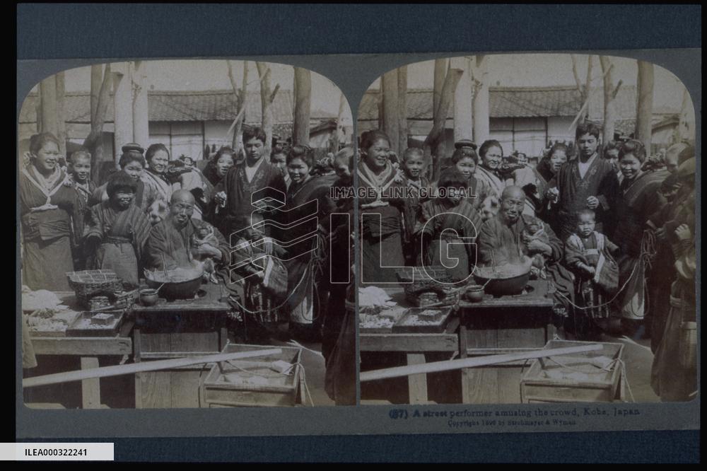 A vendor in the crowd