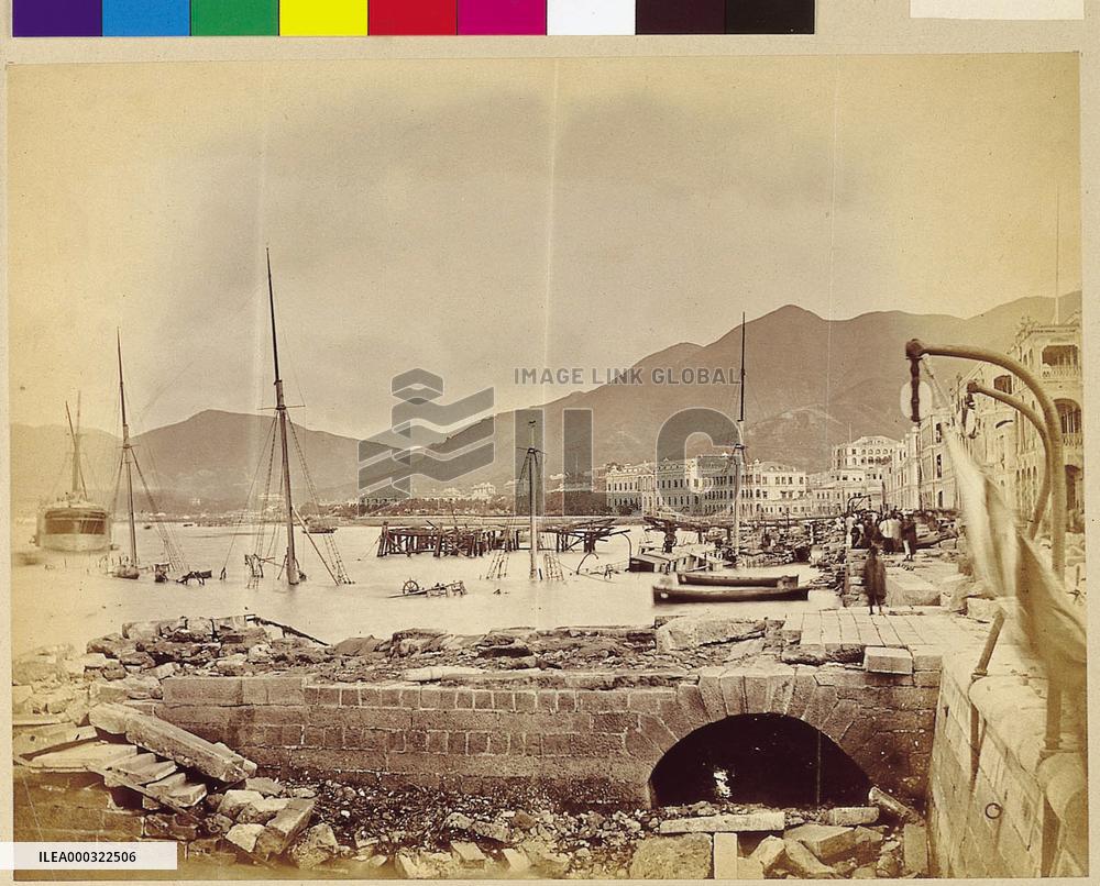The damage from a typhoon,Hong Kong
