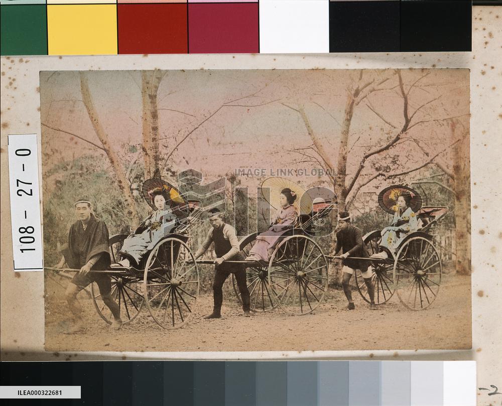 Girls on jinrikishas