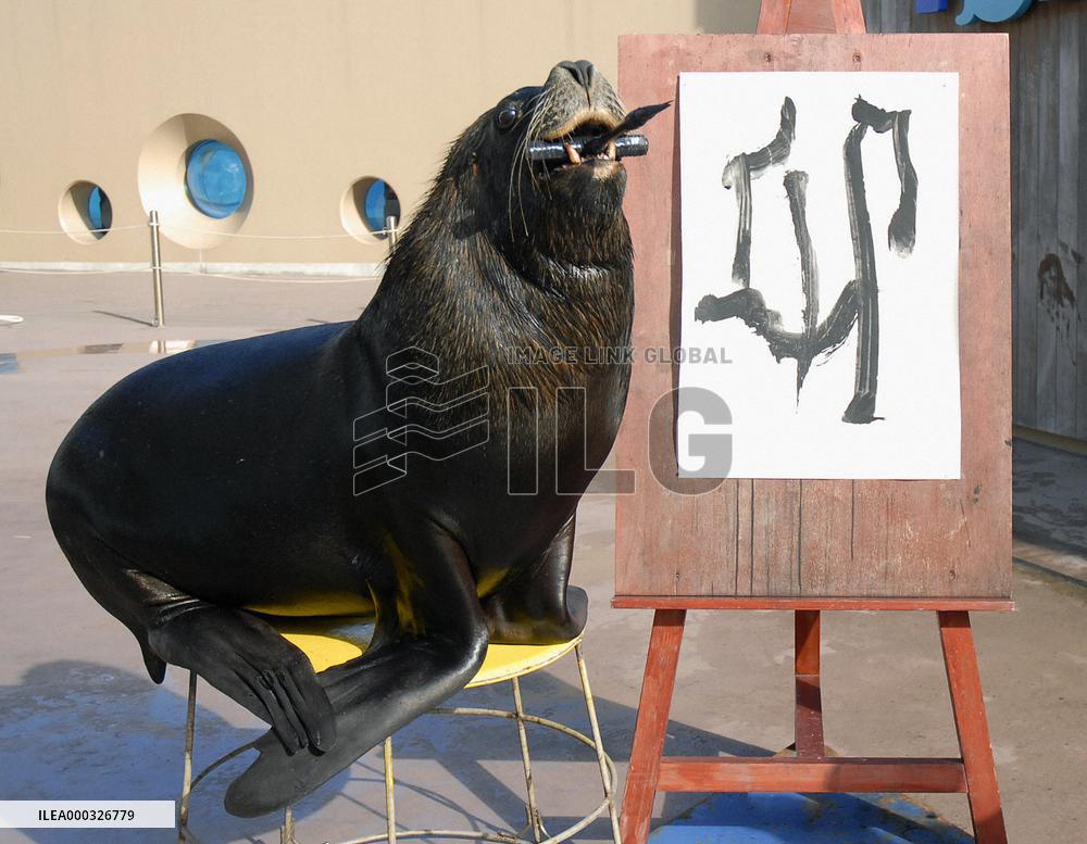 Sea lion's New Year calligraphy