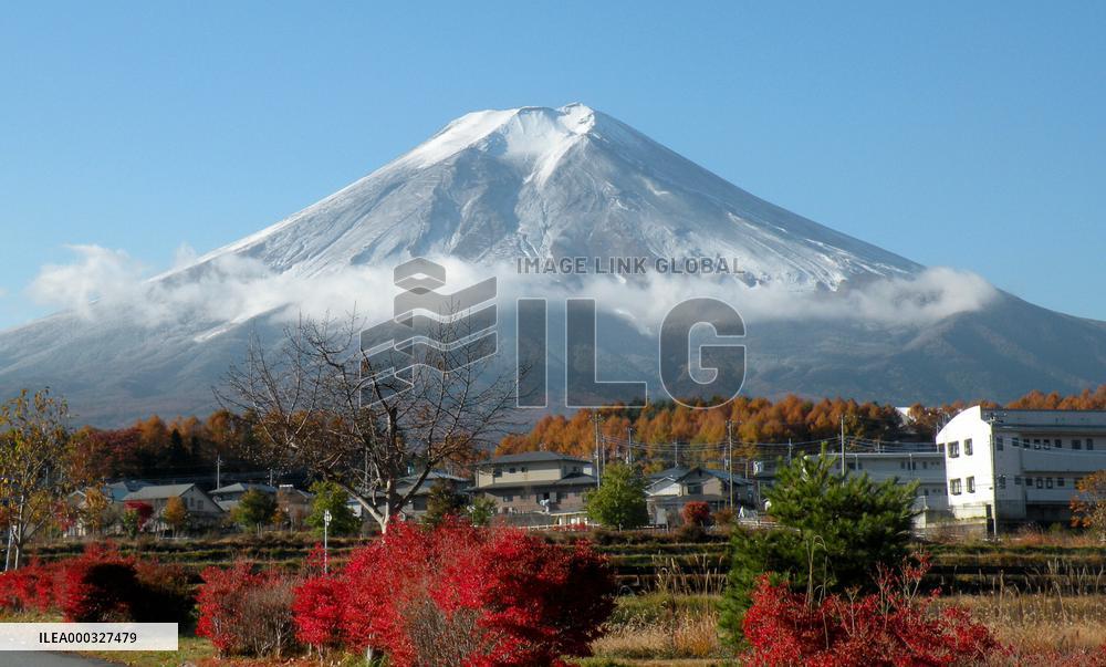 Fuji half-capped by snow