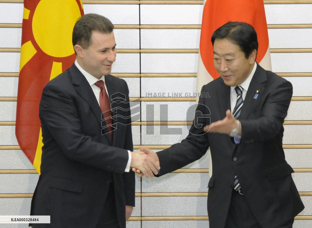 Japanese PM Noda, Macedonian PM Gruevski hold talks