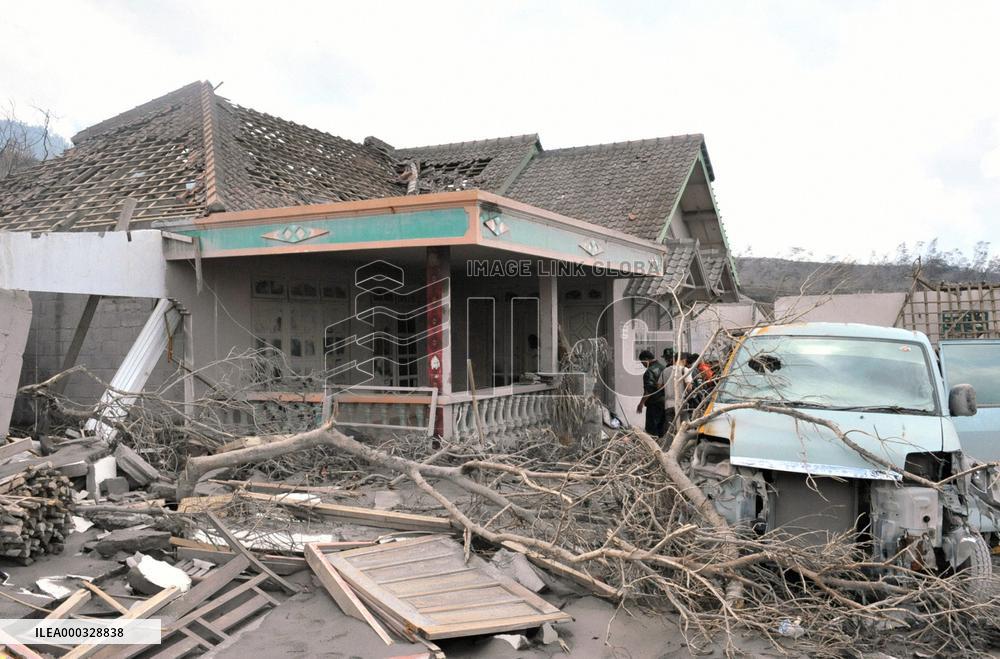 Damage from Mt. Merapi eruption in Indonesia