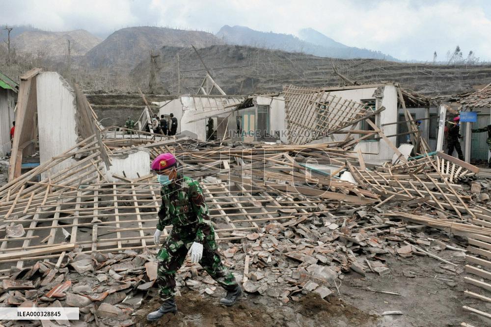 Damage from Mt. Merapi eruption in Indonesia