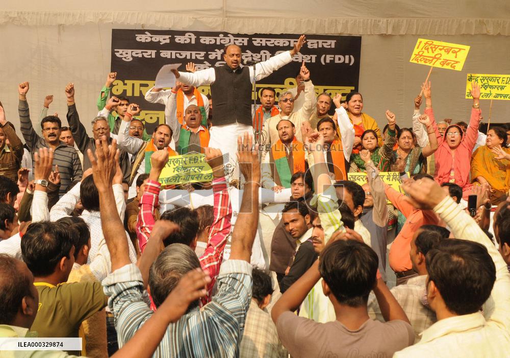 Indian retailers hold protest rally