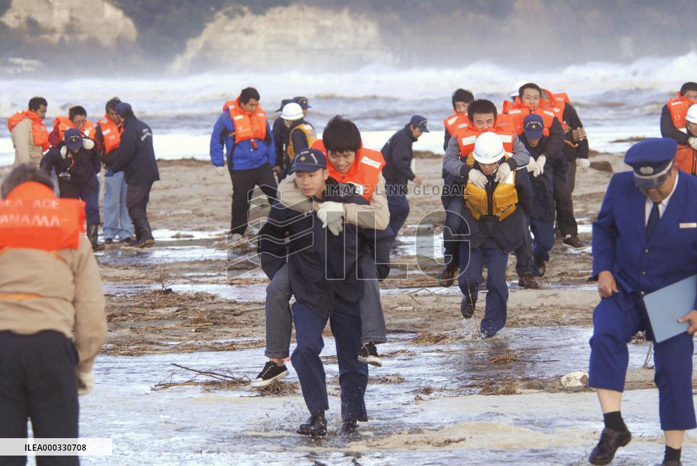 Crew members rescued from stranded freighter