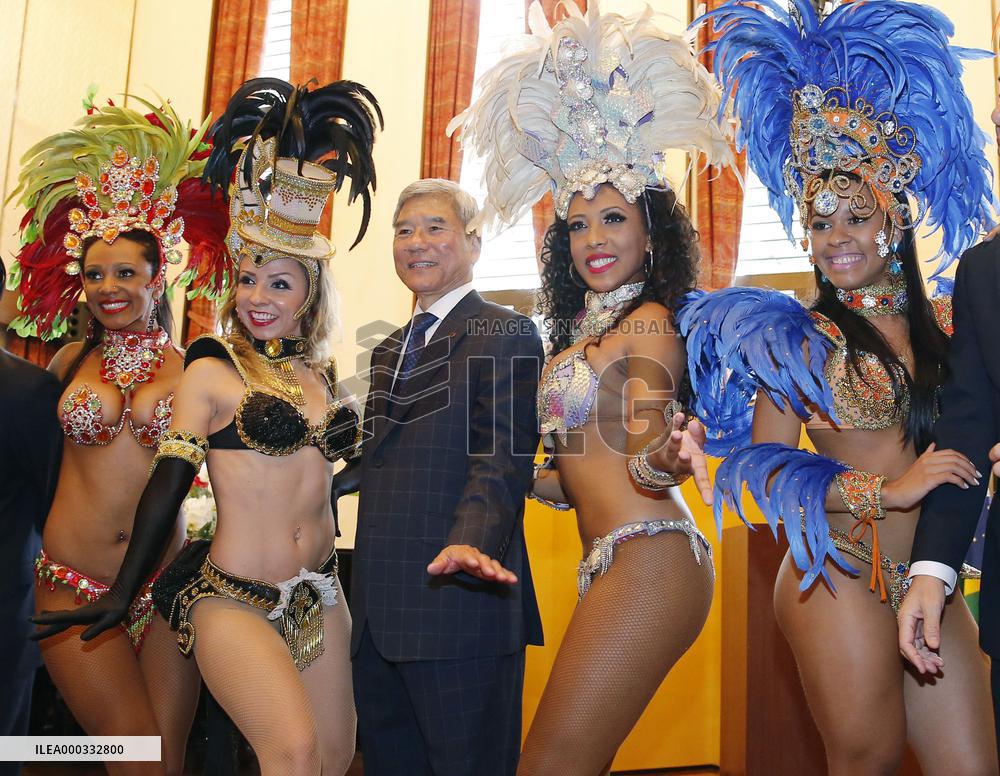 Japanese soccer leader gets gala welcome in Brazil