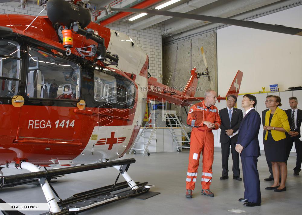 Japanese crown prince visits Swiss air rescue base