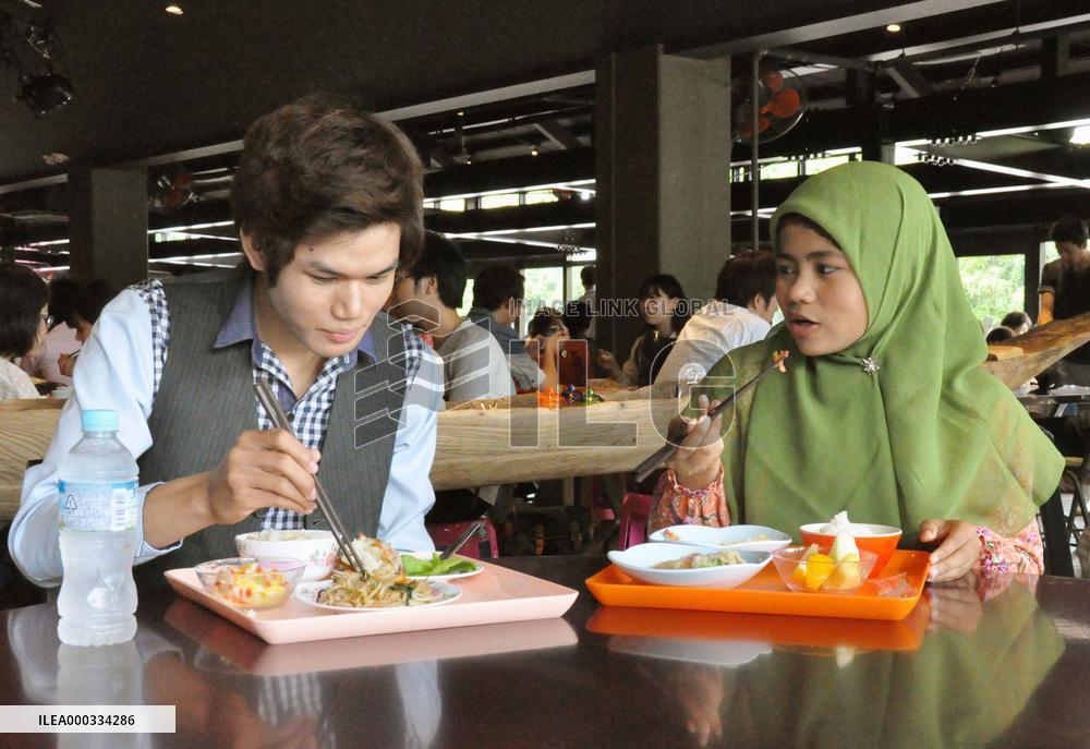 Asian dishes served at Japanese university cafeteria