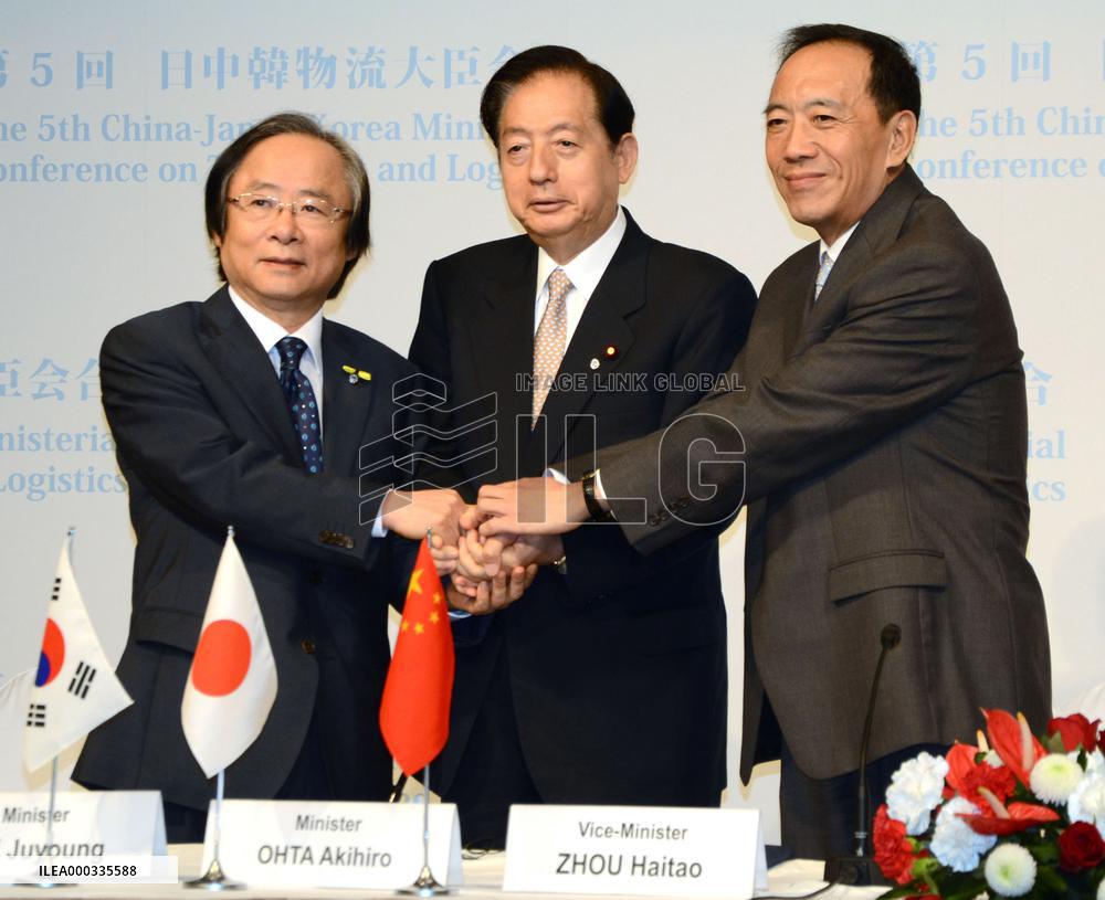 Japan, China, S. Korea to promote new logistics system