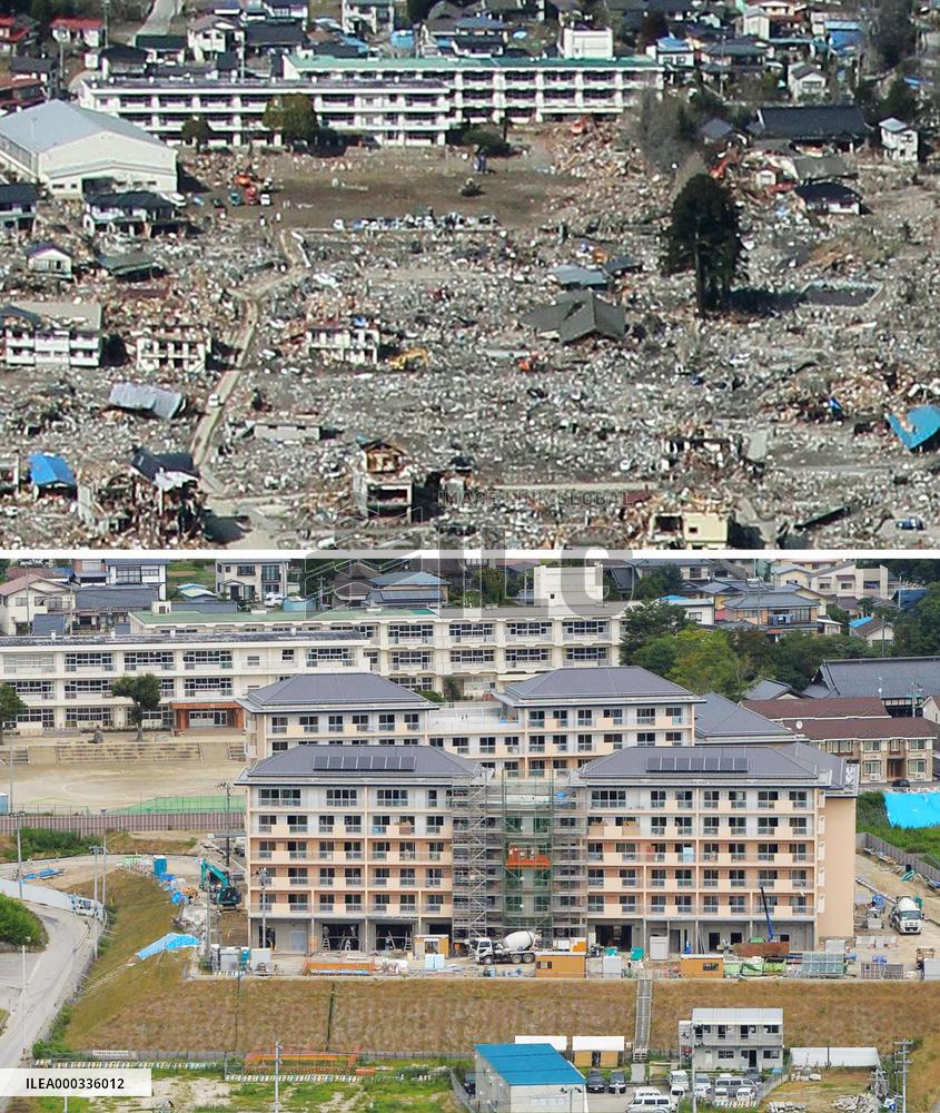 Northern Japan city before and after 2011 disaster