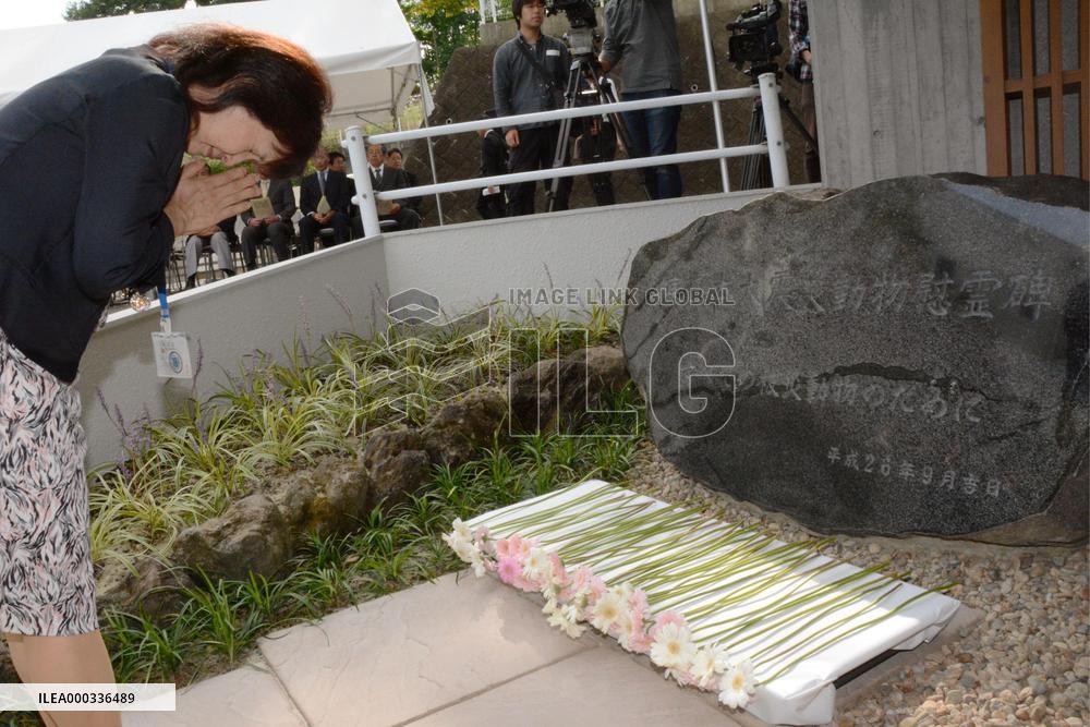 Woman prays for animals killed by 2011 disaster