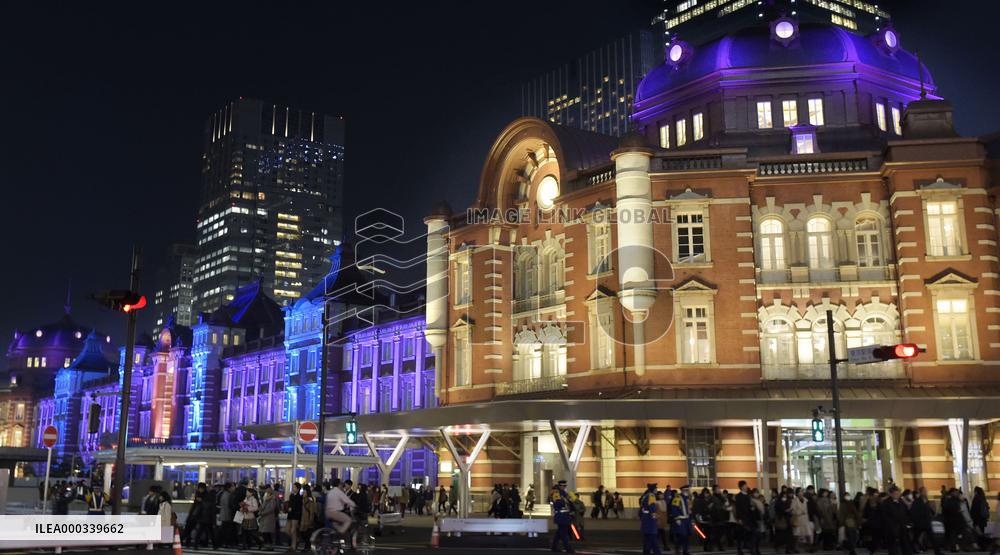 Tokyo Station lit up to mark 100th anniversary
