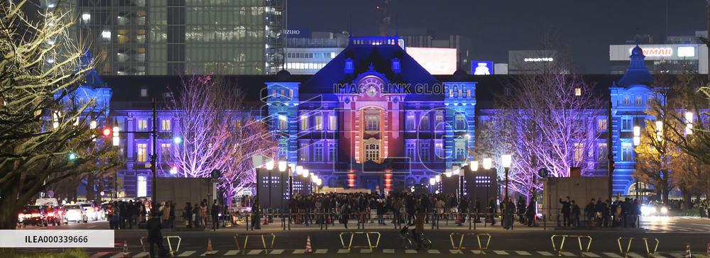 Tokyo Station lit up to mark 100th anniversary