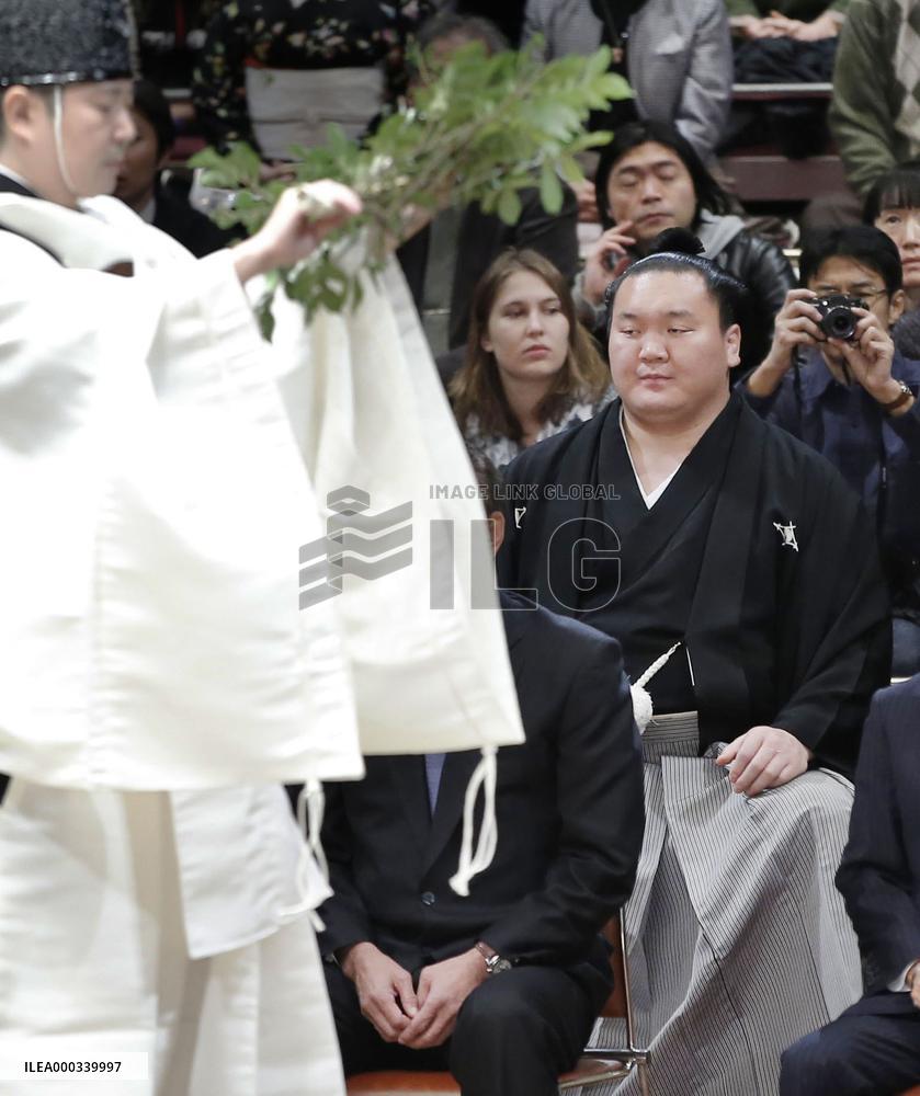 Yokozuna Hakuho attends "dohyo-matsuri" ritual
