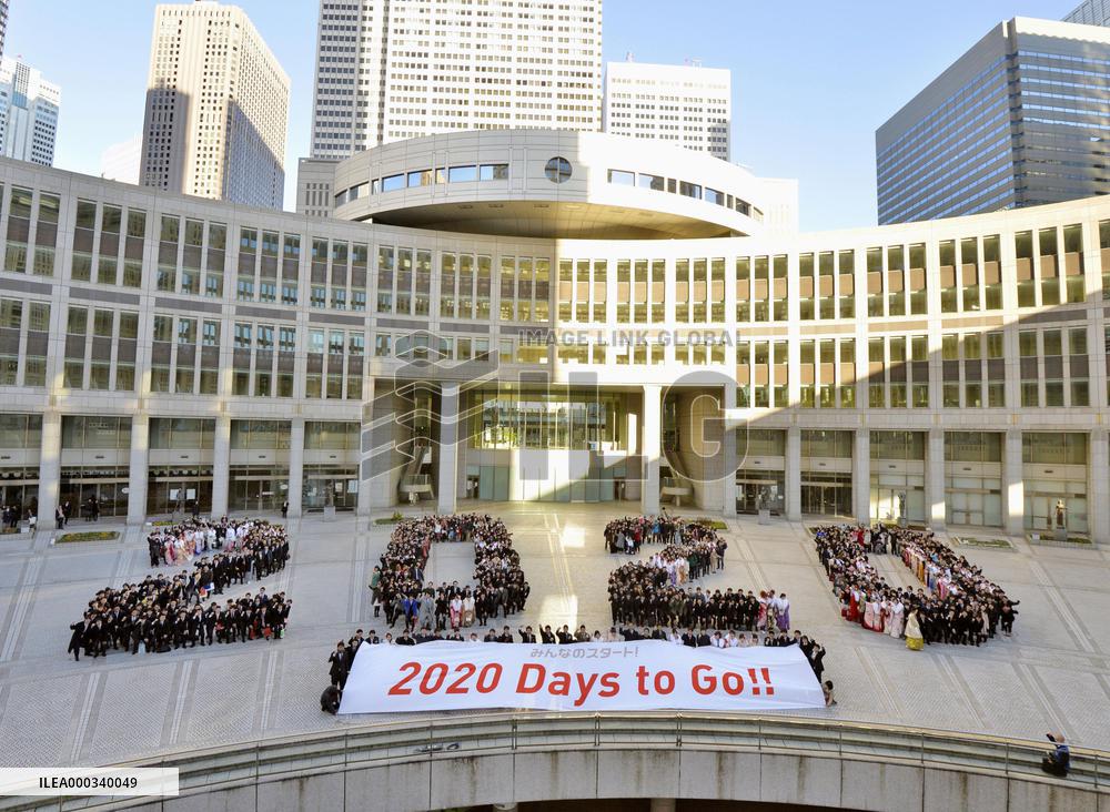 Human letters formed to mark "2020 Days to Go"
