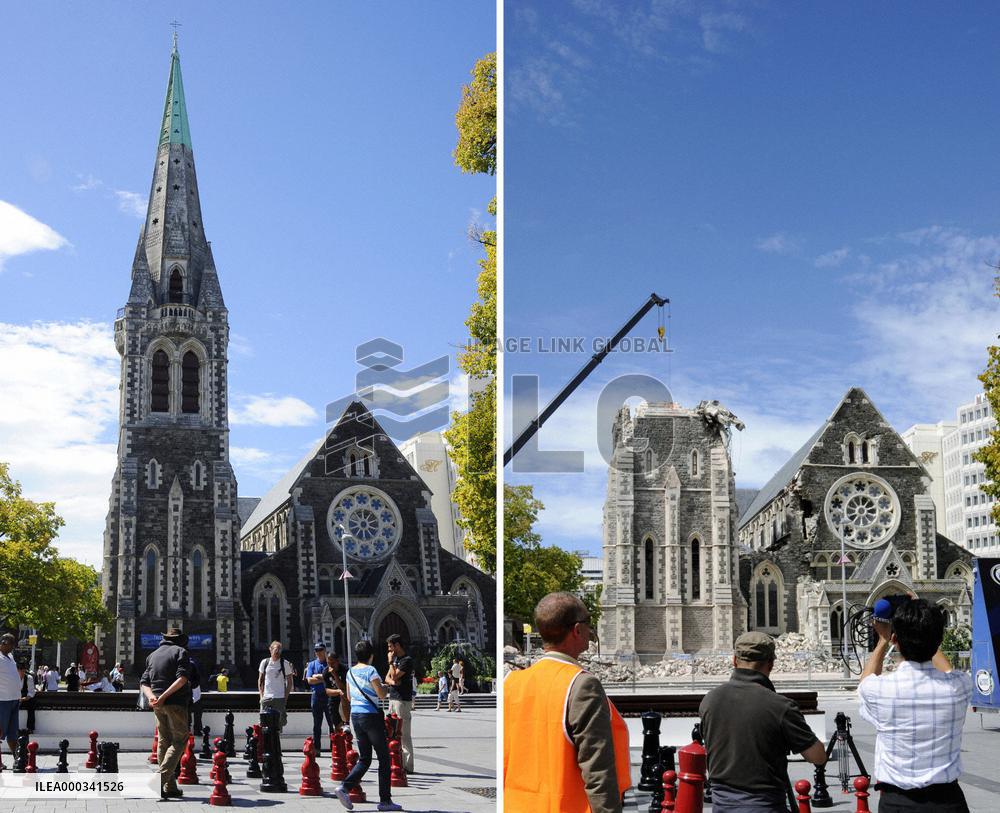 Before and after quake in N.Z.
