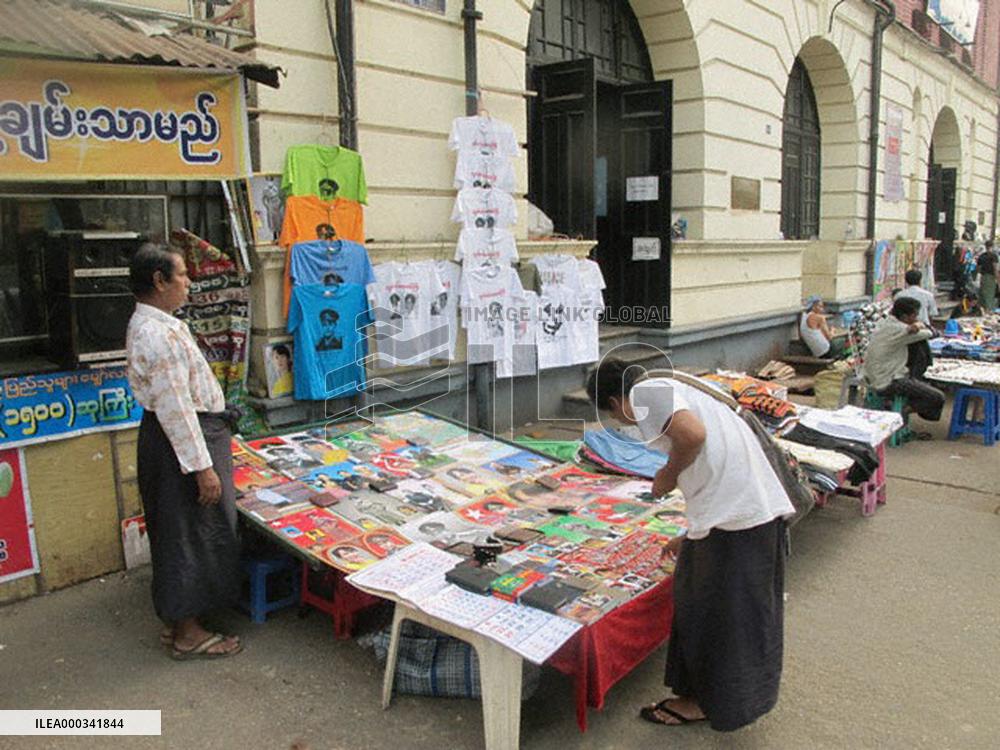 Suu Kyi goods in Yangon