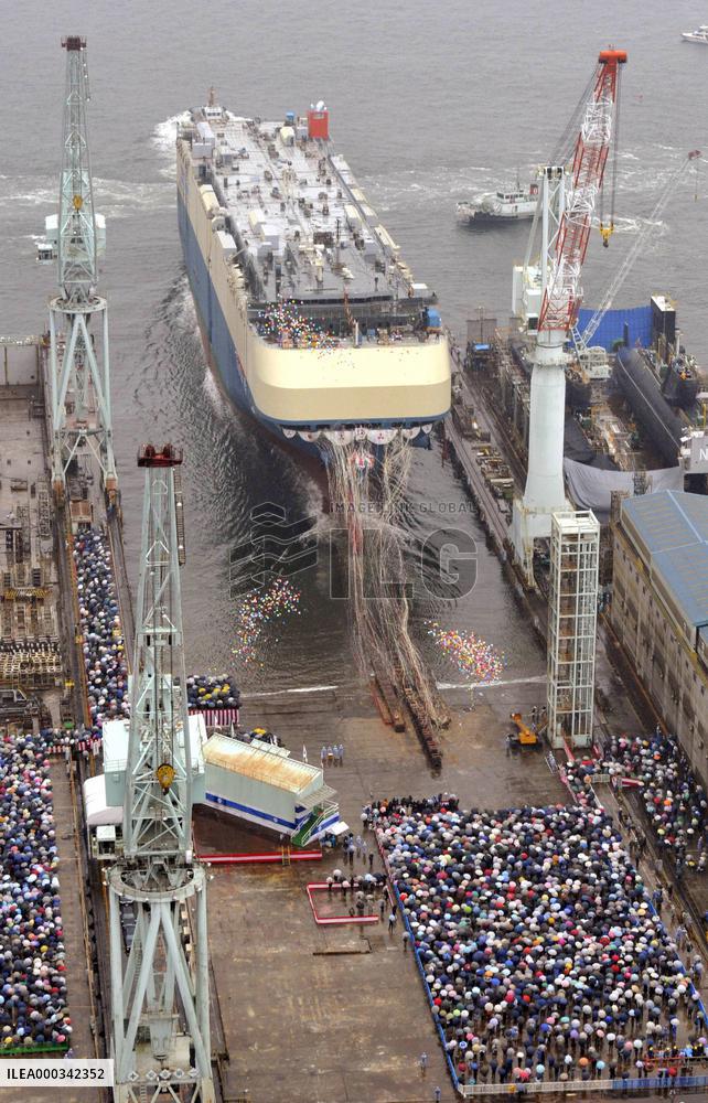 Ship launch ceremony